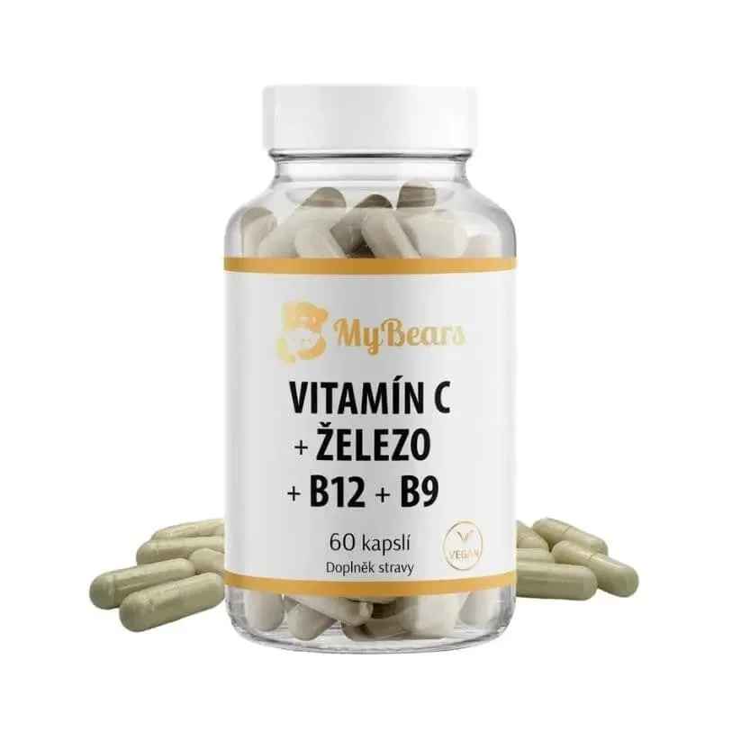 Vitamín C + železo + B12 + kyselina listová ve veganských kapslích — MyBears